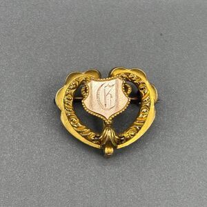 Antique Victorian PSCO Gold Filled Pocket Watch Pin Brooch Two Tone Monogram